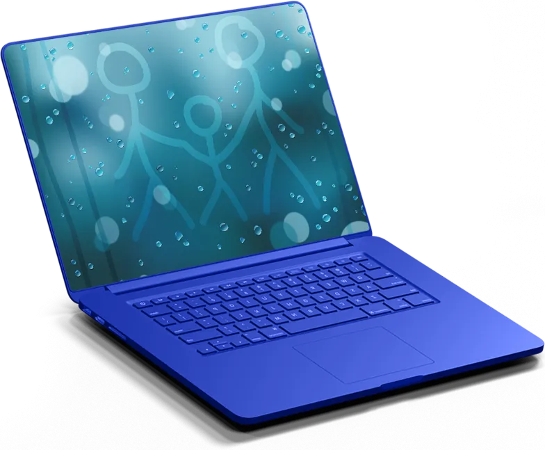 Grafika w tle przedstawiająca osobę z laptopem